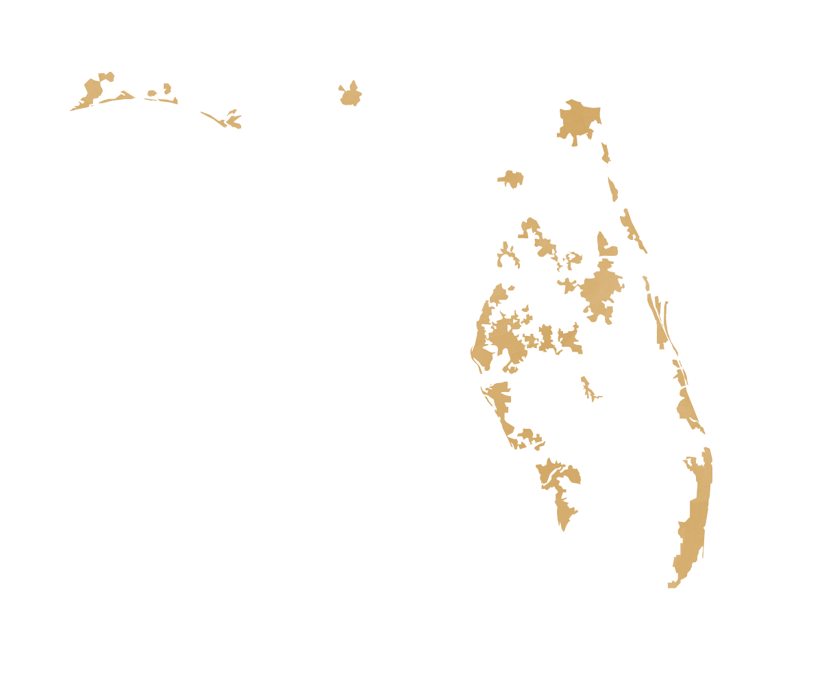 Florida map displaying urban areas