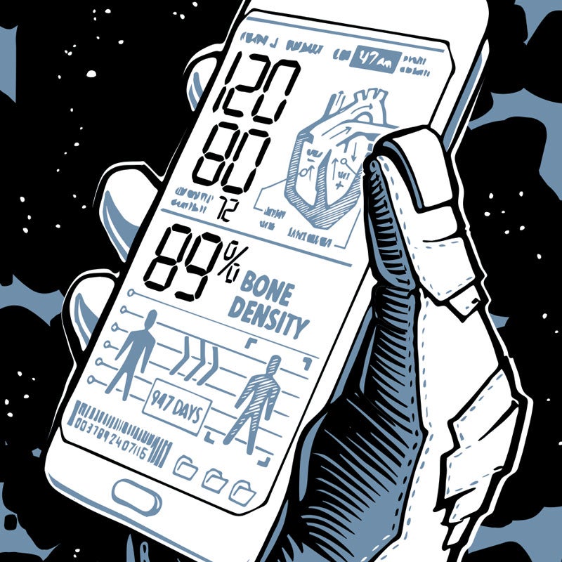 Illustration of smartphone health app Illustration of smartphone health app