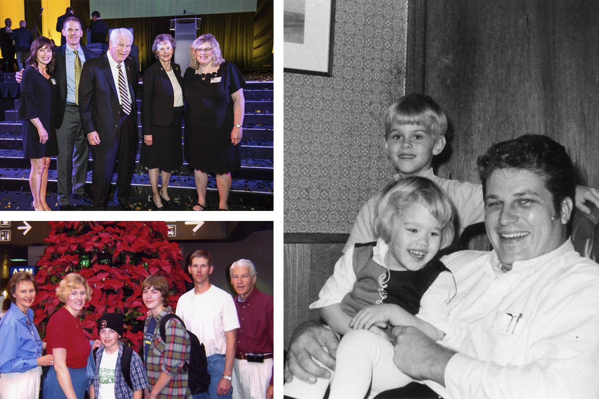 A collage of photos of Hitt with his family over the years.