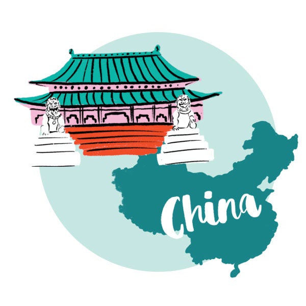 An illustration of China and steamed dumplings An illustration of China and steamed dumplings