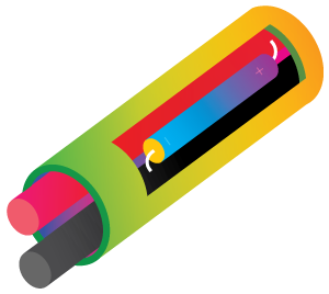 illustration of cable-based-capacitor embedded inside wire