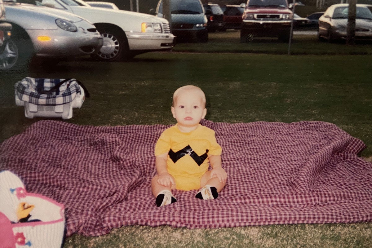Brandon Aliberti dressed up as a baby Charlie Brown for Halloween.