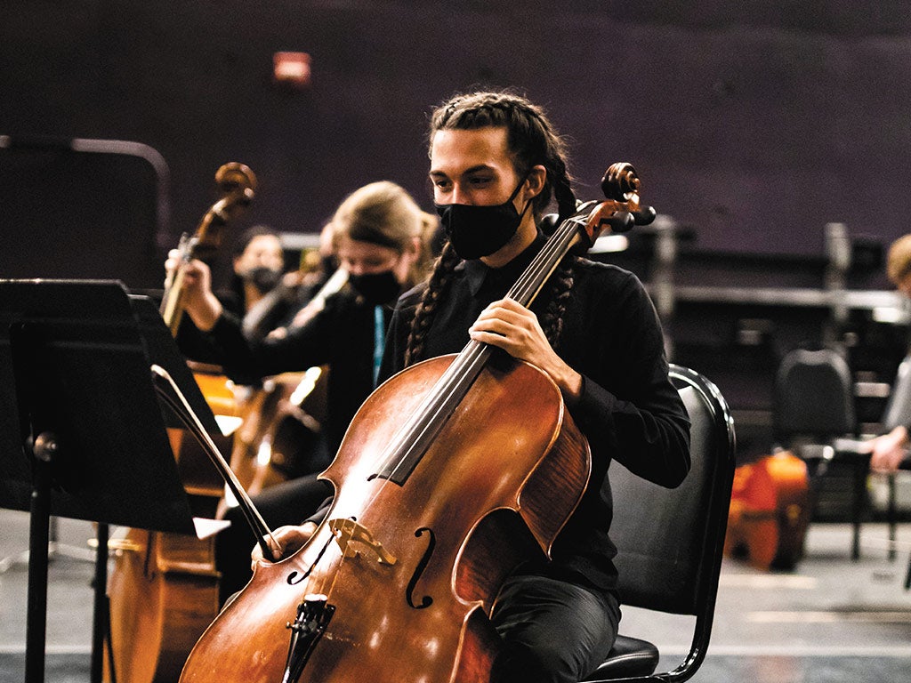 A student with a cello