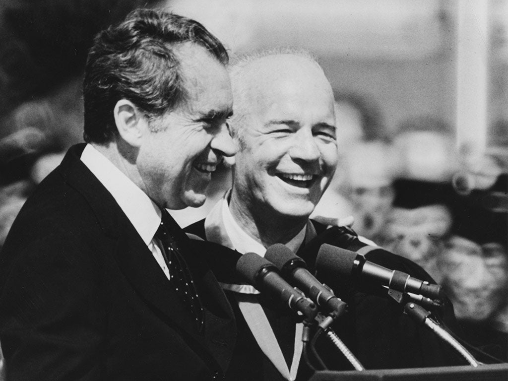 President Richard Nixon and UCF’s first president Charles Millican at the university’s 1973 commencement. President Richard Nixon and UCF’s first president Charles Millican at the university’s 1973 commencement.