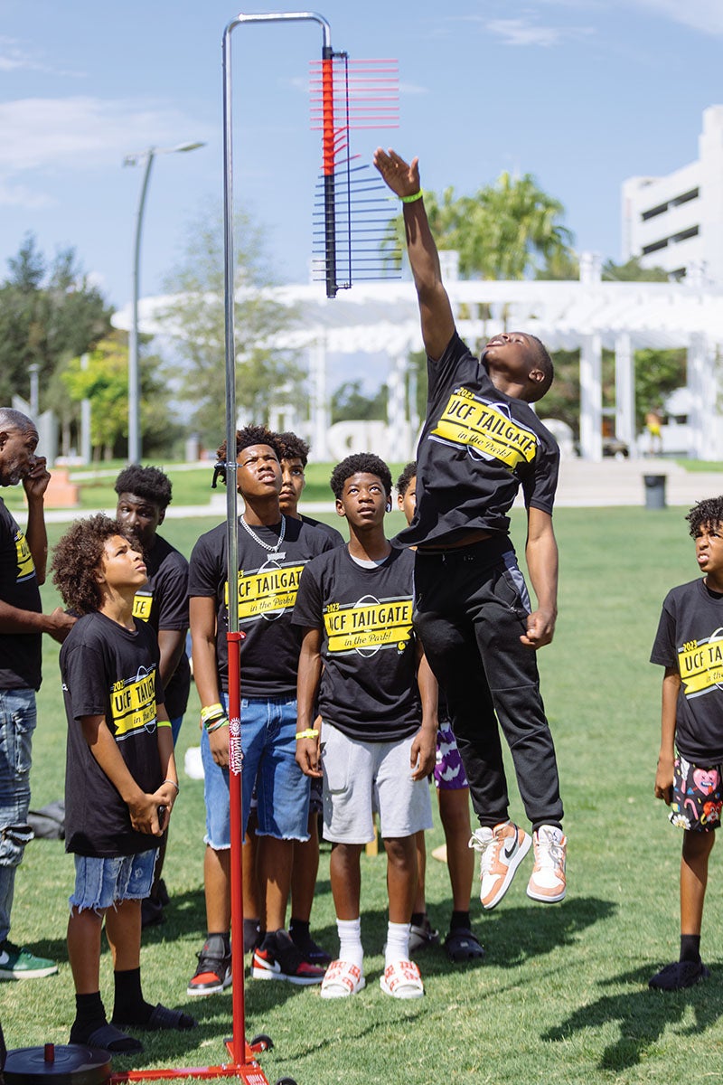 Children trying the vertical jump test.