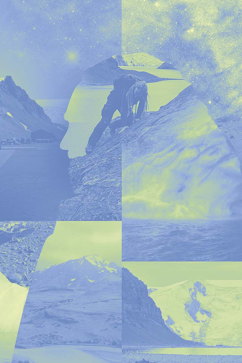 A collage and portrait of Andres Käosaar during one of his adventures in the Antarctic.