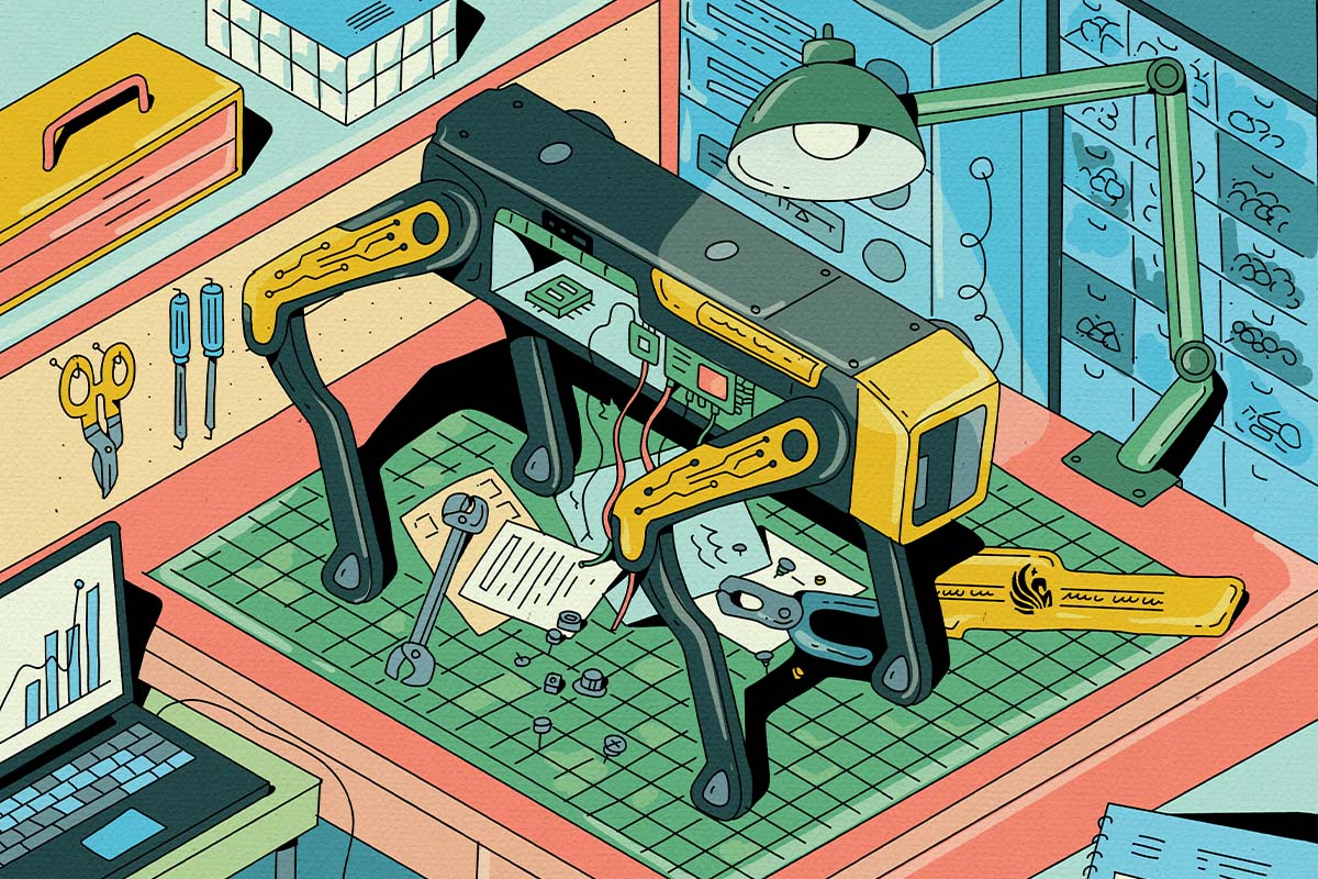 An illustration of a robotic dog