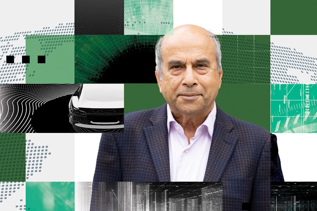 A collage featuring Mubarak Shah and various computer learning applications such as traffic monitoring, virtual reality, and more.
