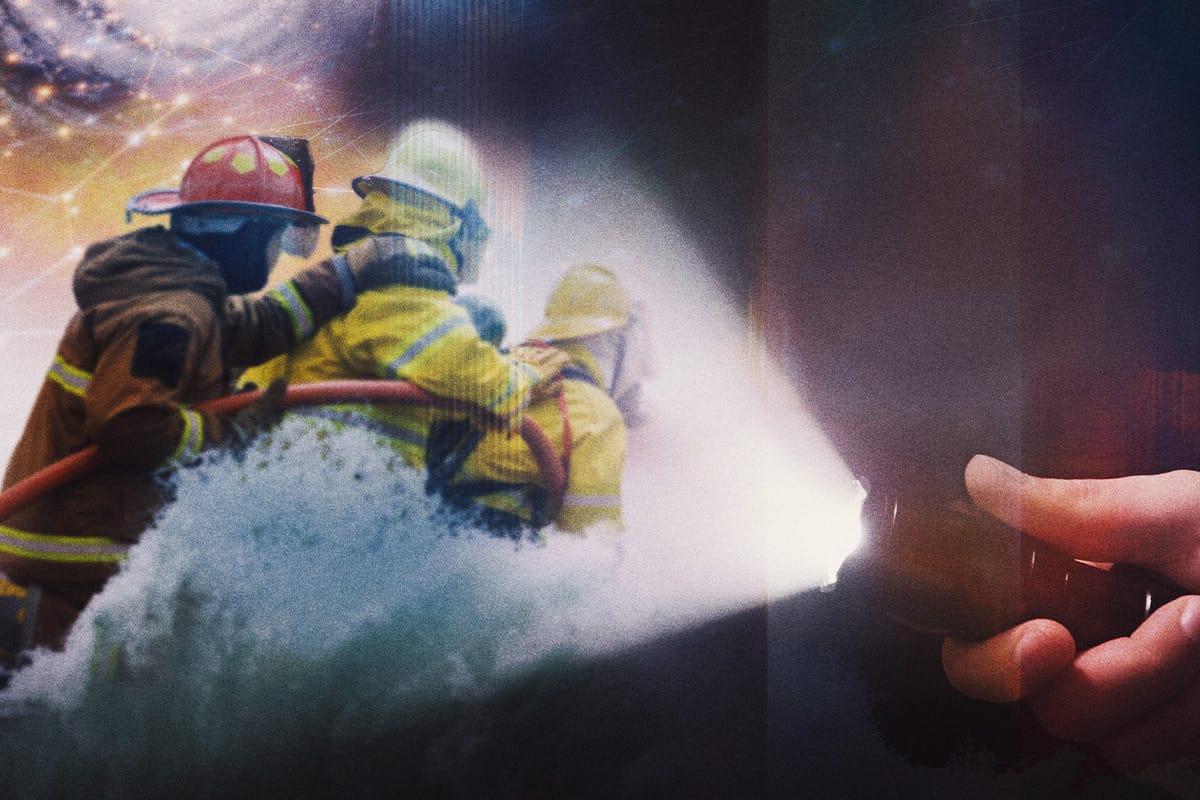 A collage featuring first responders.