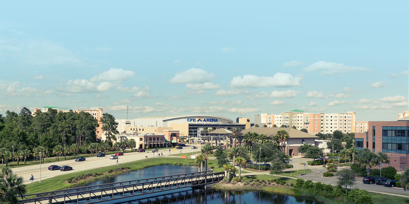 aerial view of ucf arena on UCF campus