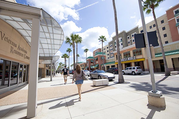 Students walking on campus